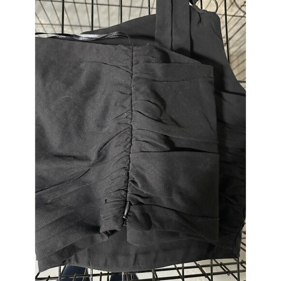 NWT Zara Crop Top One Shoulder‎ Linen Blend Black Ruched Size Large Zip - Picture 3 of 4